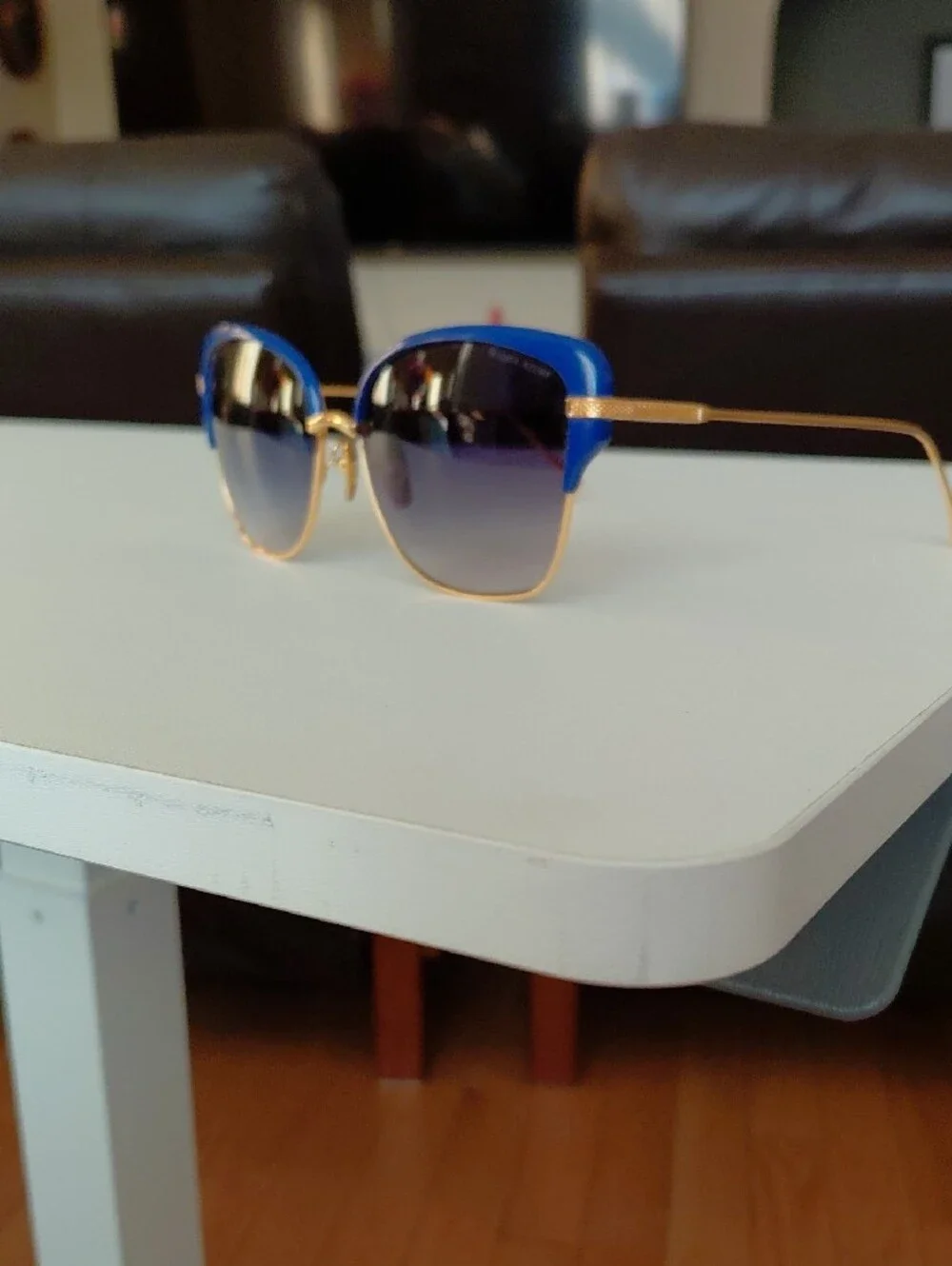 Men/ Women DITA FIRAZ Blue Gradient Cat-Eye Sunglasses with Gold Frame